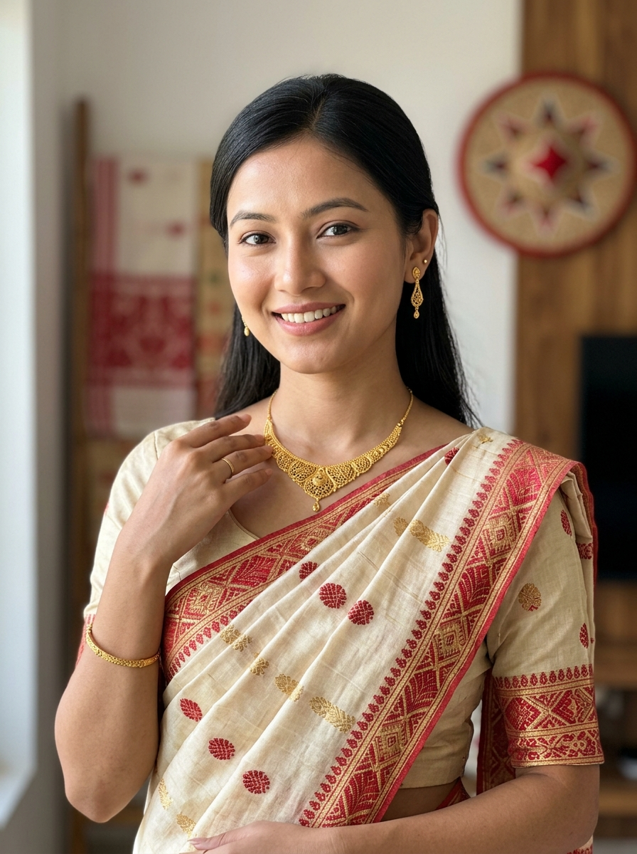 বিয়াৰ গহনা পিন্ধা model