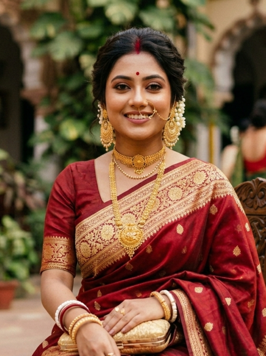 সোনার নেকলেস পরা model