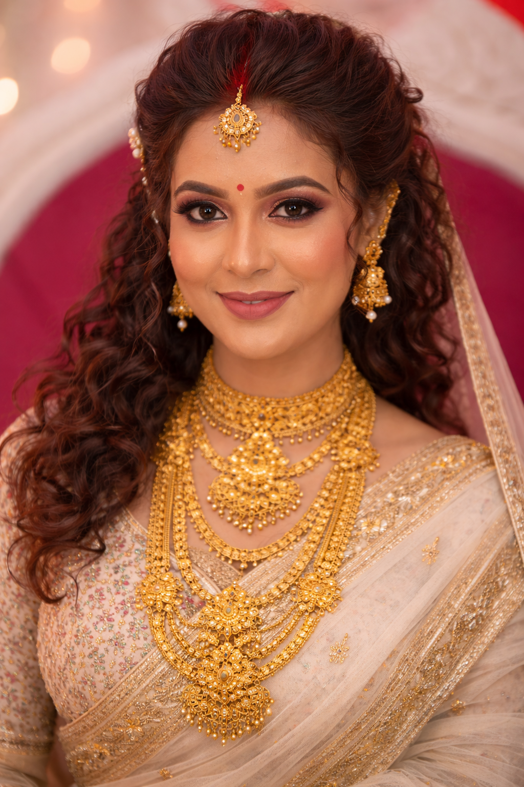 সোনার হার পরা model